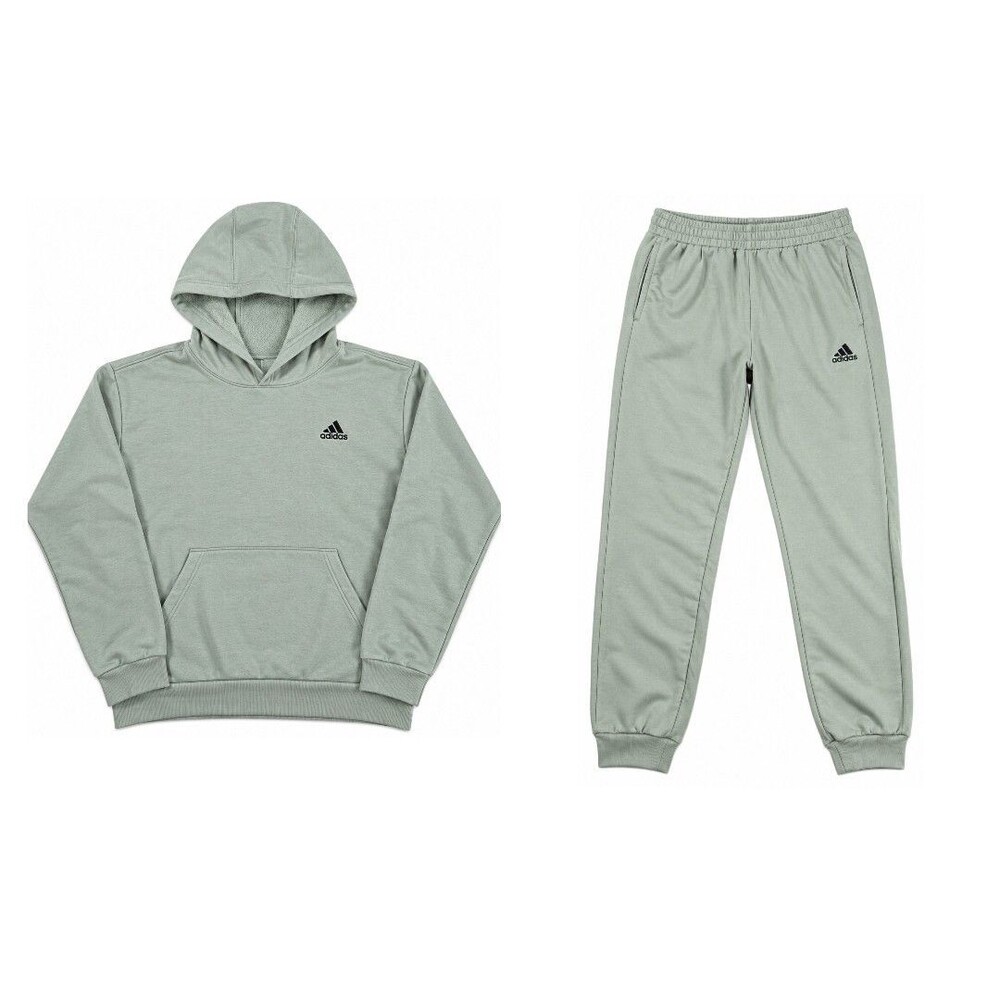 Boys Adidas Sweat Suit Large Green Pullover Hoodie Jogger Pants 2 Piece Set